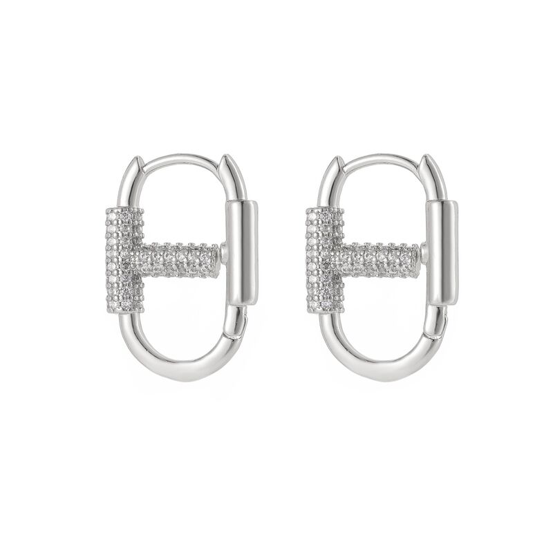 quality High Quality14K Gold Jewelry Huggie Earring Personalized Fashion Geometric Smooth Teardrop Shape Oval Zircon Hoop Earrings factory