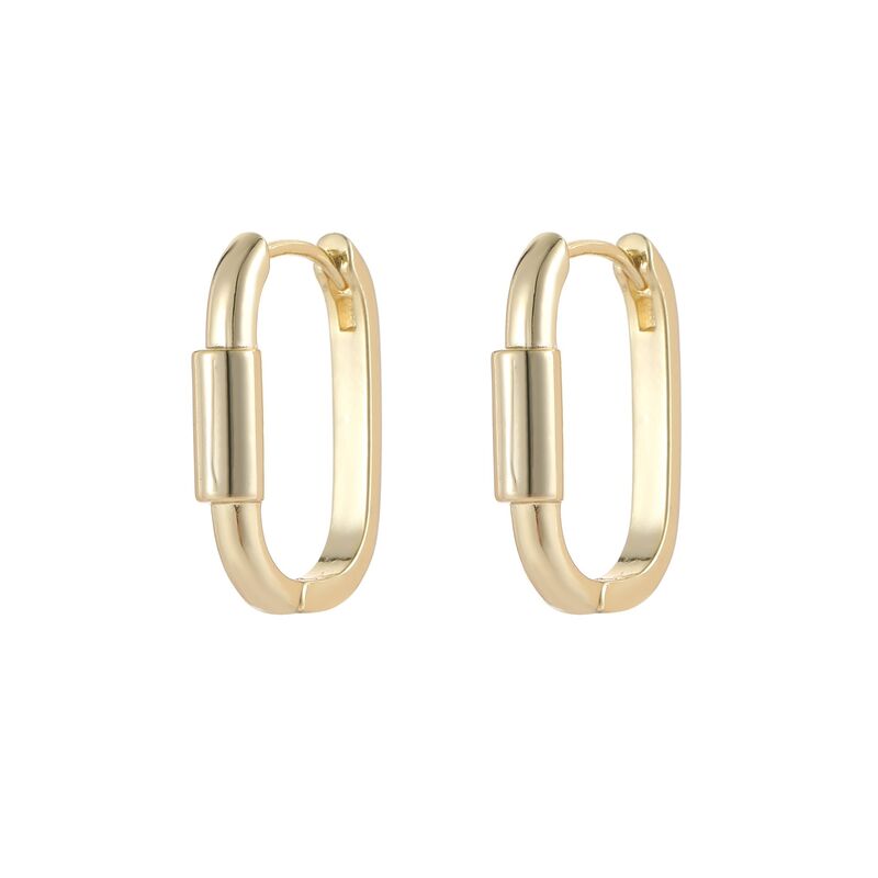 quality High Quality14K Gold Jewelry Huggie Earring Personalized Fashion Geometric Smooth Teardrop Shape Oval Zircon Hoop Earrings factory