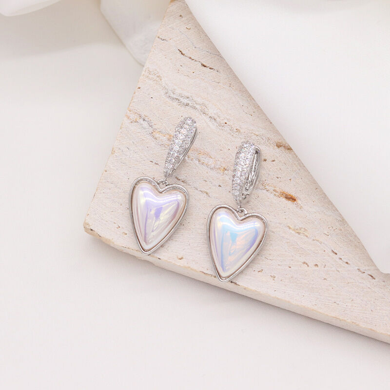 quality 14K Gold Plating Fashion New Design Pearl Heart Shaped Zircon Hoop Earring for Women's Jewelry Earrings factory