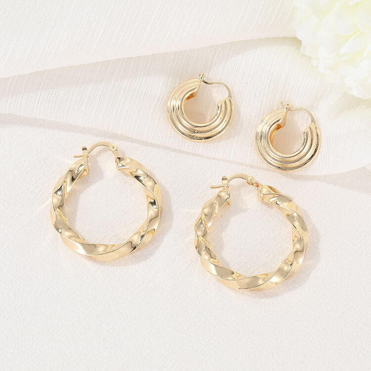 Quality Fashion High Quality Brass 14K Gold Plated Large Twisted Hoop Earrings factory