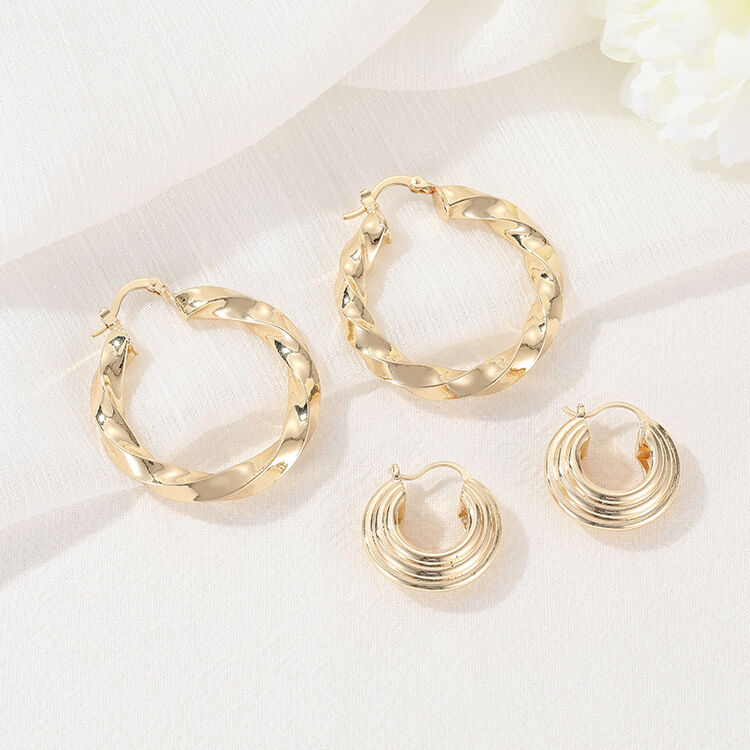 Quality Fashion High Quality Brass 14K Gold Plated Large Twisted Hoop Earrings factory
