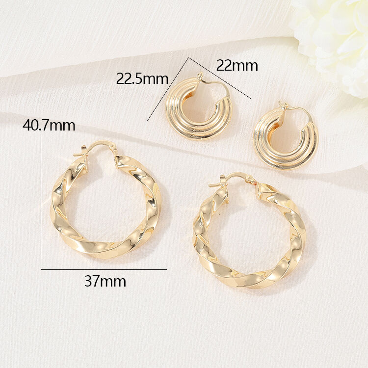 Quality Fashion High Quality Brass 14K Gold Plated Large Twisted Hoop Earrings factory