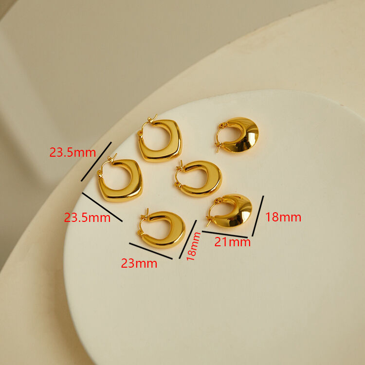 quality Fashion Design 14K Gold Plated Geometric Semi Circular Female Minimalist Smooth U Shaped Earrings Hoop Earrings factory