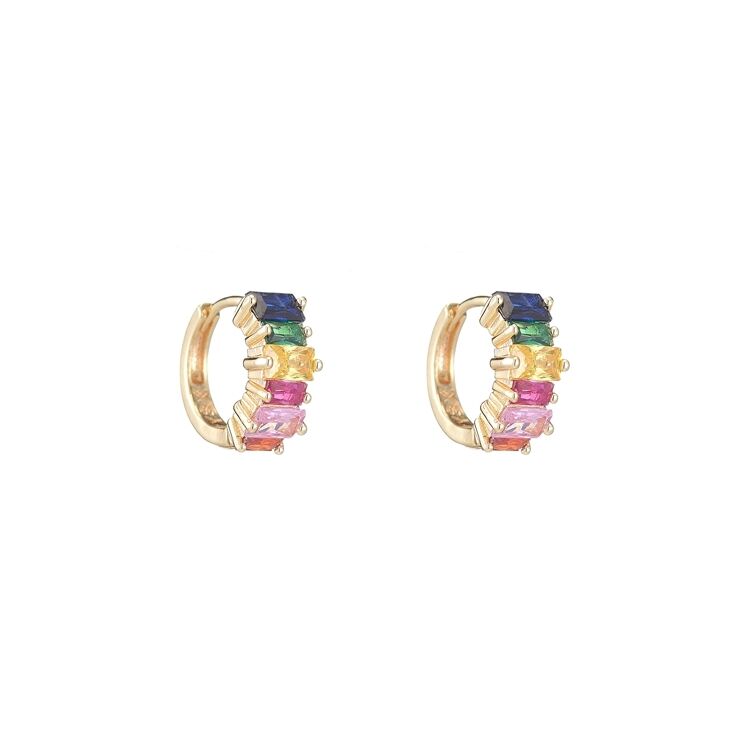 quality Fashion Design Rainbow Jewelry Hoop Earring 14K Gold Plated Multicolor Zircon Women's Earrings factory
