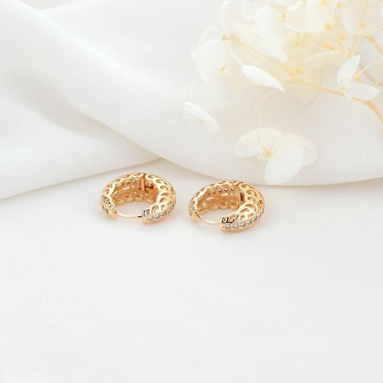 quality Factory Direct Fashion Design Jewelry 14K Gold Plated Circular Hollow Circular Wave Pattern Hoop Earrings Women's Ear Buckle factory