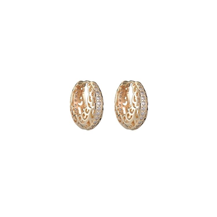 quality Factory Direct Fashion Design Jewelry 14K Gold Plated Circular Hollow Circular Wave Pattern Hoop Earrings Women's Ear Buckle factory