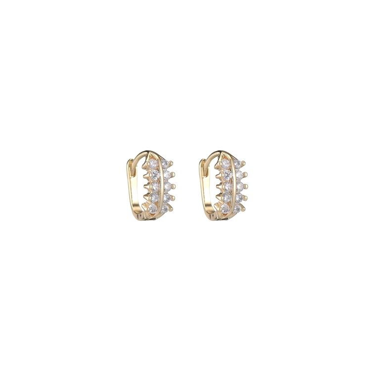 quality New Design 14K Gold Plated Inlaid Zircon Huggie Hoop Earrings factory