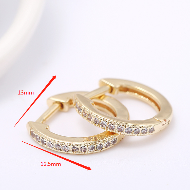 quality Fashion Design 14K Gold Plated Zircon Inlaid Round Huggie Earrings for Women's Jewelry Earring factory