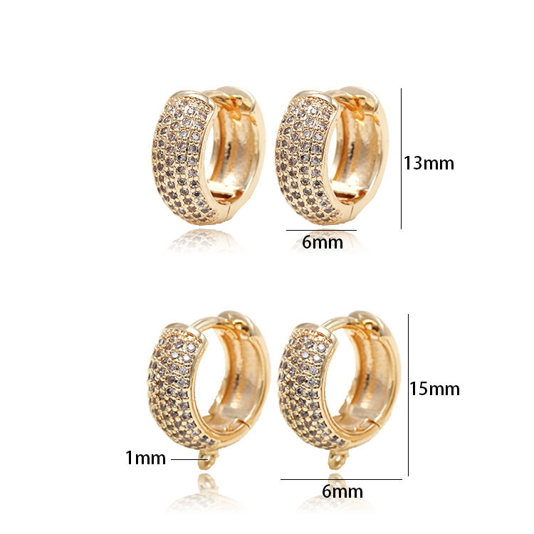 quality Fashion 14K Gold Plated Zircon Inlaid Women's Hoop Earrings Diy Jewelry Earring Looped Ear Buckles factory