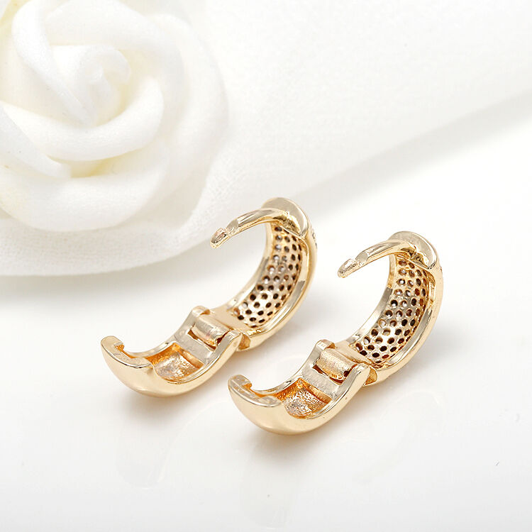 quality Fashion 14K Gold Plated Zircon Inlaid Women's Hoop Earrings Diy Jewelry Earring Looped Ear Buckles factory