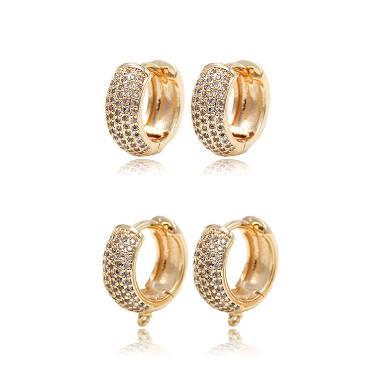 quality Fashion 14K Gold Plated Zircon Inlaid Women's Hoop Earrings Diy Jewelry Earring Looped Ear Buckles factory