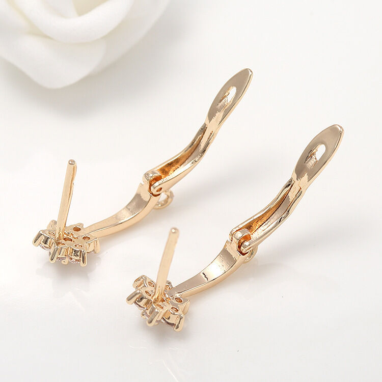 quality Wholesale High Quality Inlaid Exquisite Zircon Hoop Earrings 14K Gold Plated Flower Shape Diy Earring factory