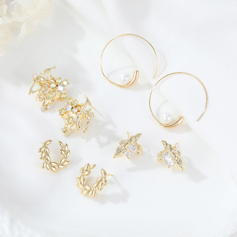 quality 2024 Latest Trending Fashion Dainty Woman Gold Plated Stud Earrings factory
