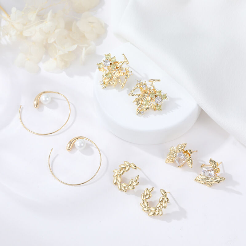 quality 2024 Latest Trending Fashion Dainty Woman Gold Plated Stud Earrings factory