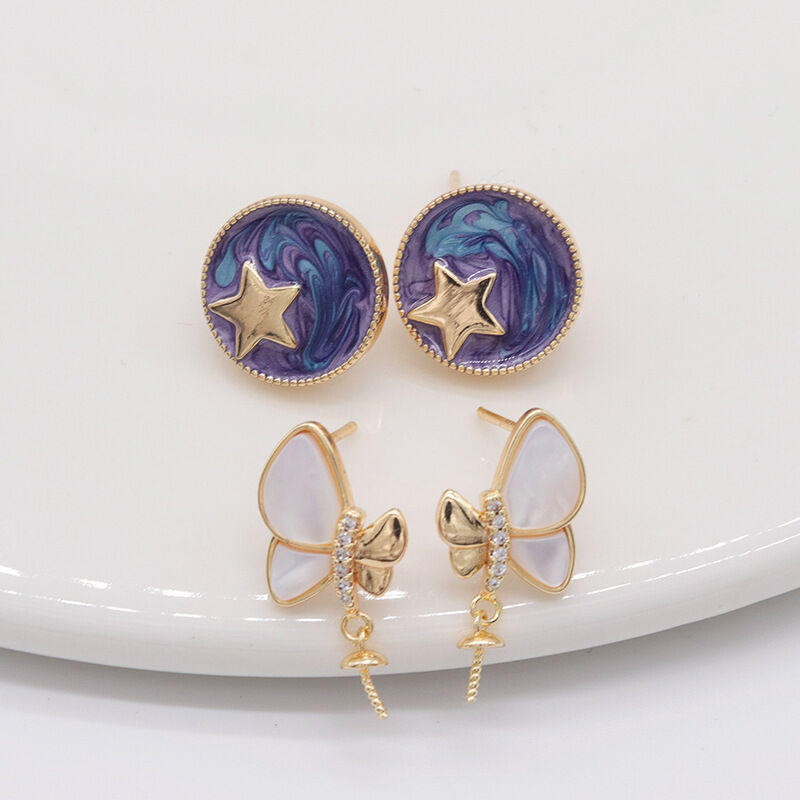 quality Fashion New Design Zircon Butterfly Wings Studs Cute and Versatile Star Enamel Women's DIY Jewelry Earrings factory