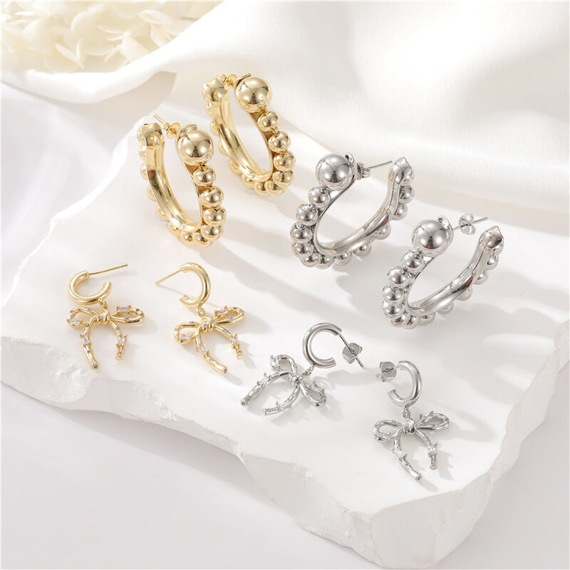 quality Wholesale Fashion Brass 14K Gold Plated Spherical Hoop Earrings Birthday Party Jewelry Gift for Women factory