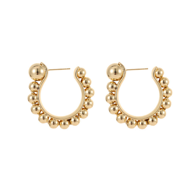 quality Wholesale Fashion Brass 14K Gold Plated Spherical Hoop Earrings Birthday Party Jewelry Gift for Women factory
