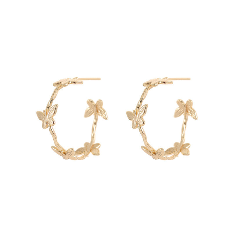 quality Wholesale Fashion Brass 14K Gold S925 Silver Needle Earrings Butterfly Irregular Earrings Square Earrings factory