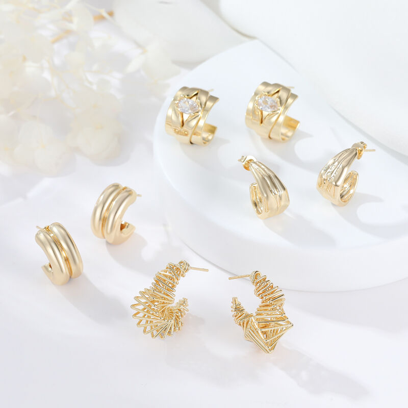 quality Hot Sale High End Womens Nickle Free Gold Coated Hoop Earrings Gold Plated Jewelry factory