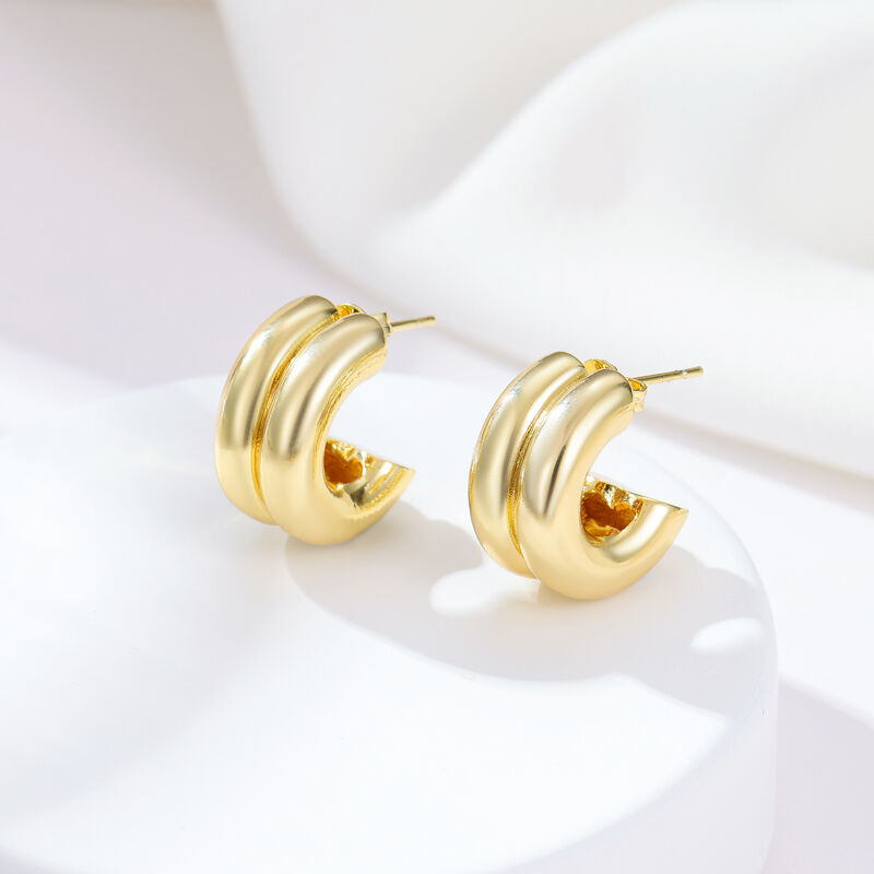 quality Hot Sale High End Womens Nickle Free Gold Coated Hoop Earrings Gold Plated Jewelry factory