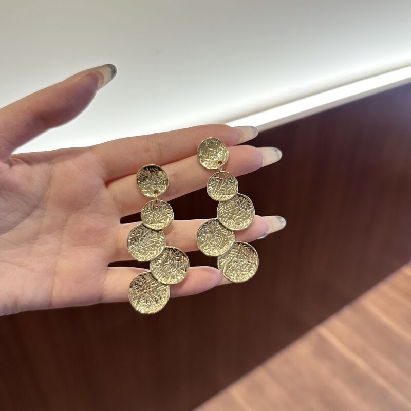 quality Fashion Party Round Shape Stud Earring Factory Wholesale Custom Brass 14k Gold Plated Multi Layered Women's Jewelry Earrings factory