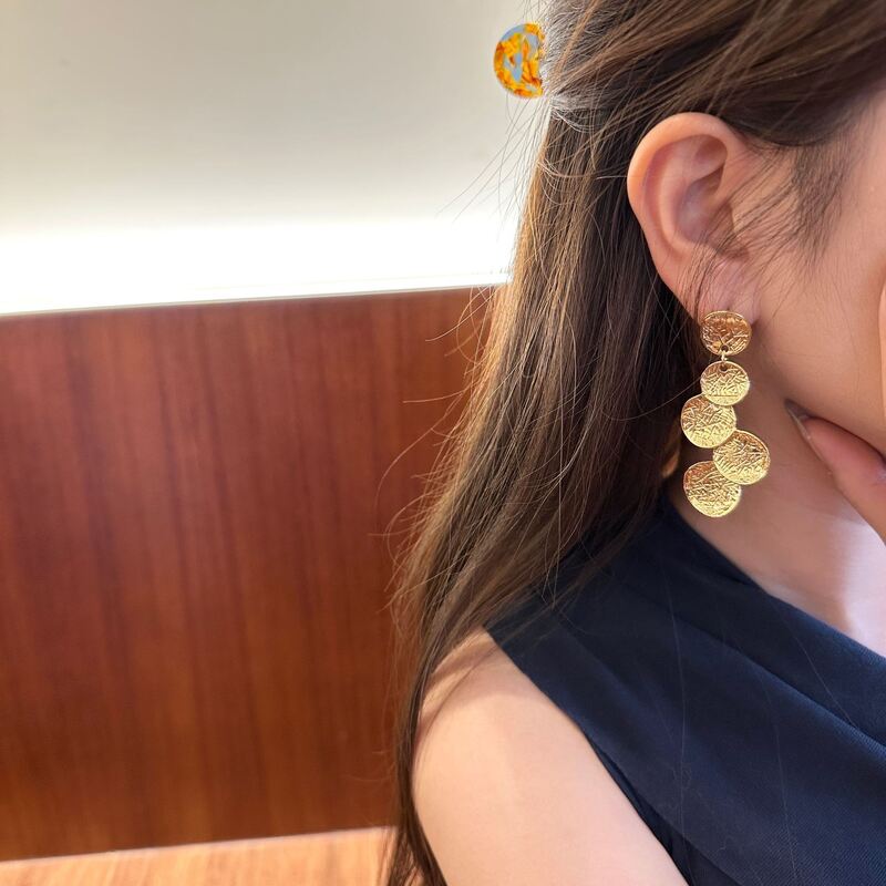 quality Fashion Party Round Shape Stud Earring Factory Wholesale Custom Brass 14k Gold Plated Multi Layered Women's Jewelry Earrings factory