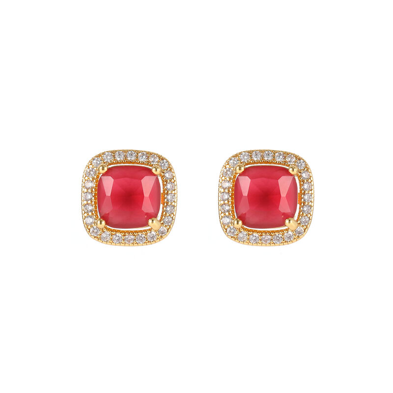 quality Hot Selling 18K Gold Plated Fashion Temperament Sugar Cube Zircon Dubai Earring Silver Post Women's Jewelry Studs Earrings factory