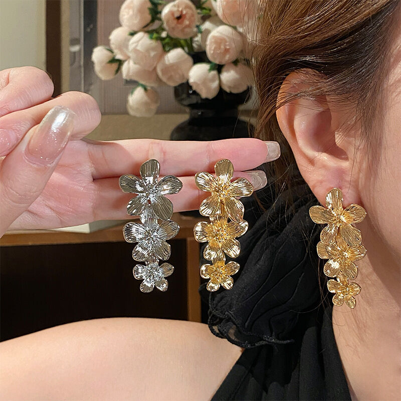 quality Fashion Party Flower Plant Stud Earring Factory Wholesale Custom Brass 14k Gold Plated  Women's Jewelry Earrings Accessories factory