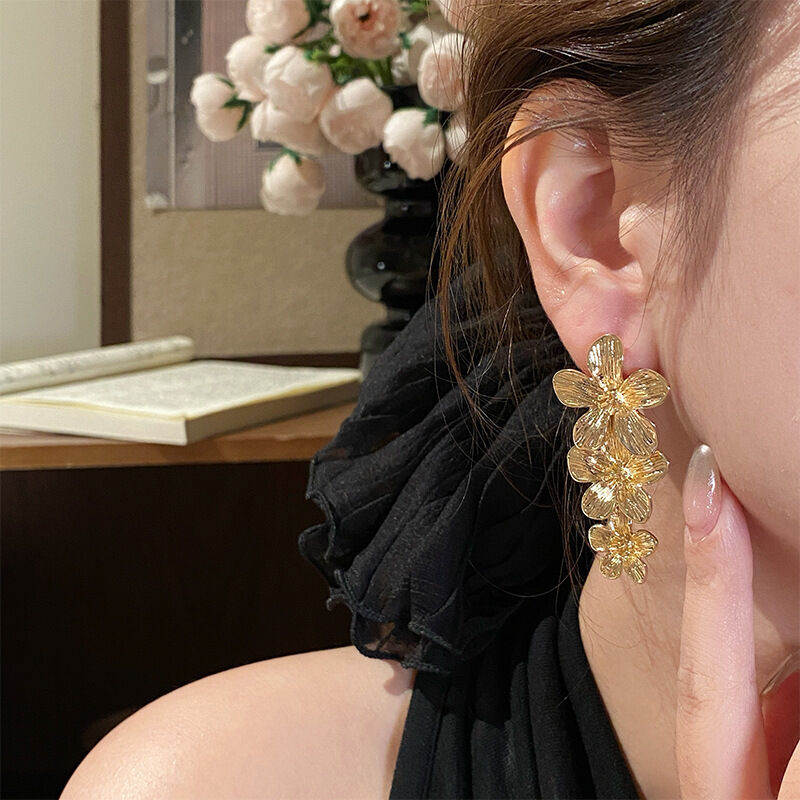 quality Fashion Party Flower Plant Stud Earring Factory Wholesale Custom Brass 14k Gold Plated  Women's Jewelry Earrings Accessories factory