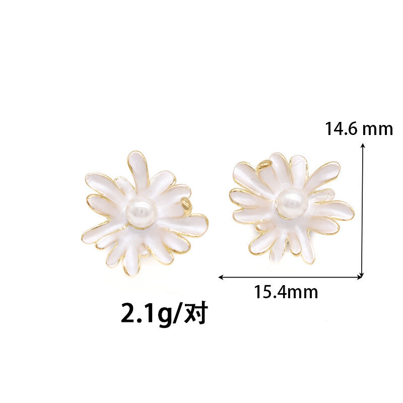 quality Factory Wholesale Brass Enamel Pearl Sterling Silver Stud Earring Women Fashion Jewelry Flower Earrings factory
