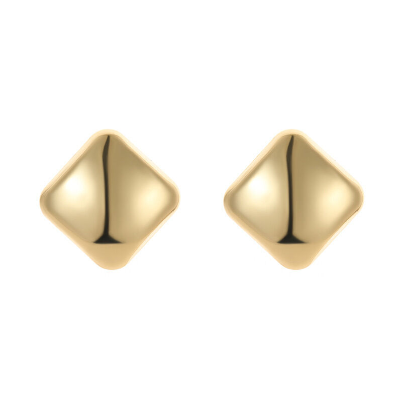 quality 2025 New Design Brass 18K Gold Plated 3D Stereoscopic Square Earring with Smooth Hollow Jewelry Studs Earrings factory