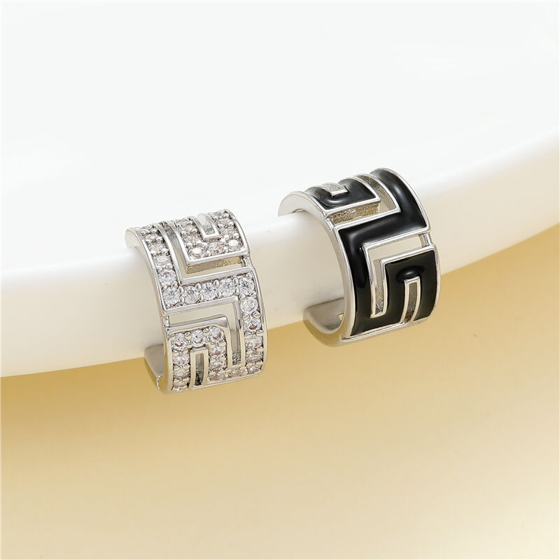 quality Wholesale High Quality Jewelry Earrings Sliver Trendy CZ Brass Enamel Black Palladium Stud Earrings Plating for Women factory