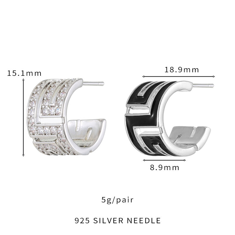 quality Wholesale High Quality Jewelry Earrings Sliver Trendy CZ Brass Enamel Black Palladium Stud Earrings Plating for Women factory