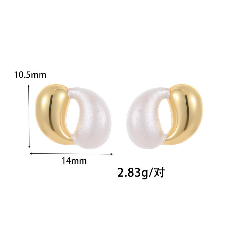 quality Factory Wholesale New Fashionable Jewelry Vintage Brass 14K Gold-plated Geometric C-shaped Enamel Earrings factory