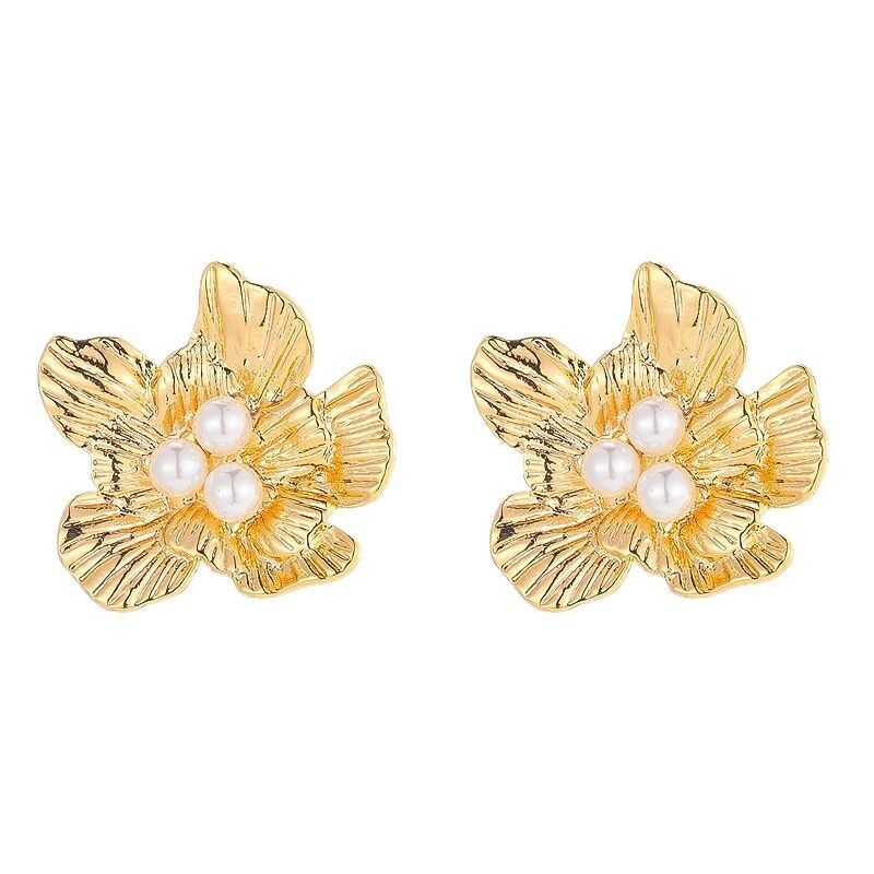 quality Fashion Brass Gold Plated Earring Round Mosquito Coil Flower Pearl Inlaid Zircon Studs DIY Geometric Women's Jewelry Earrings factory