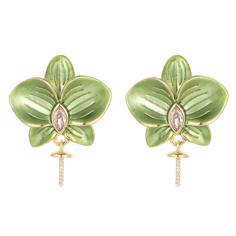 quality Brass 14K Gold Plated 925 Silver Needle Zircon Dragon Flower Butterfly Enamel Leaf DIY Jewelry Earrings Accessories factory