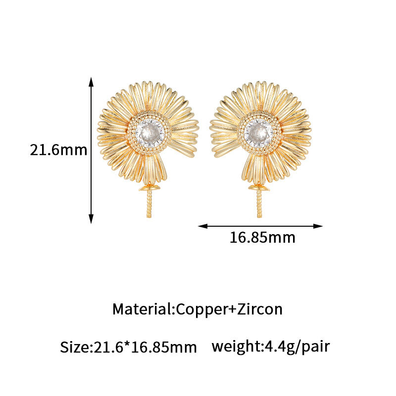 quality Brass 14K Gold Plated 925 Silver Needle Zircon Dragon Flower Butterfly Enamel Leaf DIY Jewelry Earrings Accessories factory