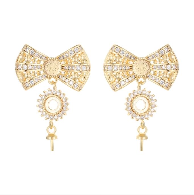 quality Brass 14k Gold Plated Zircon Studs Butterfly Enamel Flower Earring for Women's Fashion Earrings Accessories factory