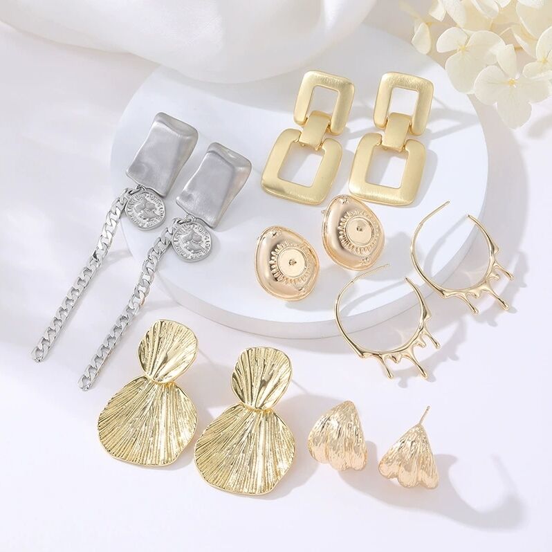 quality Hot Selling 14K Gold Geometric Irregular Studs Sea Shells Chain Tassel Earrings Fashion Jewelry Gifts factory