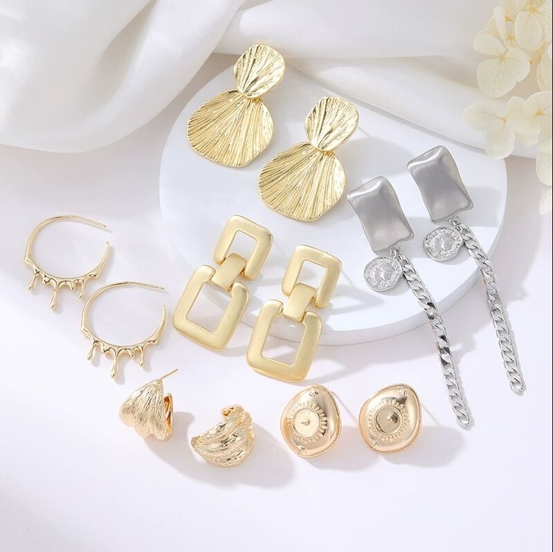 quality Hot Selling 14K Gold Geometric Irregular Studs Sea Shells Chain Tassel Earrings Fashion Jewelry Gifts factory
