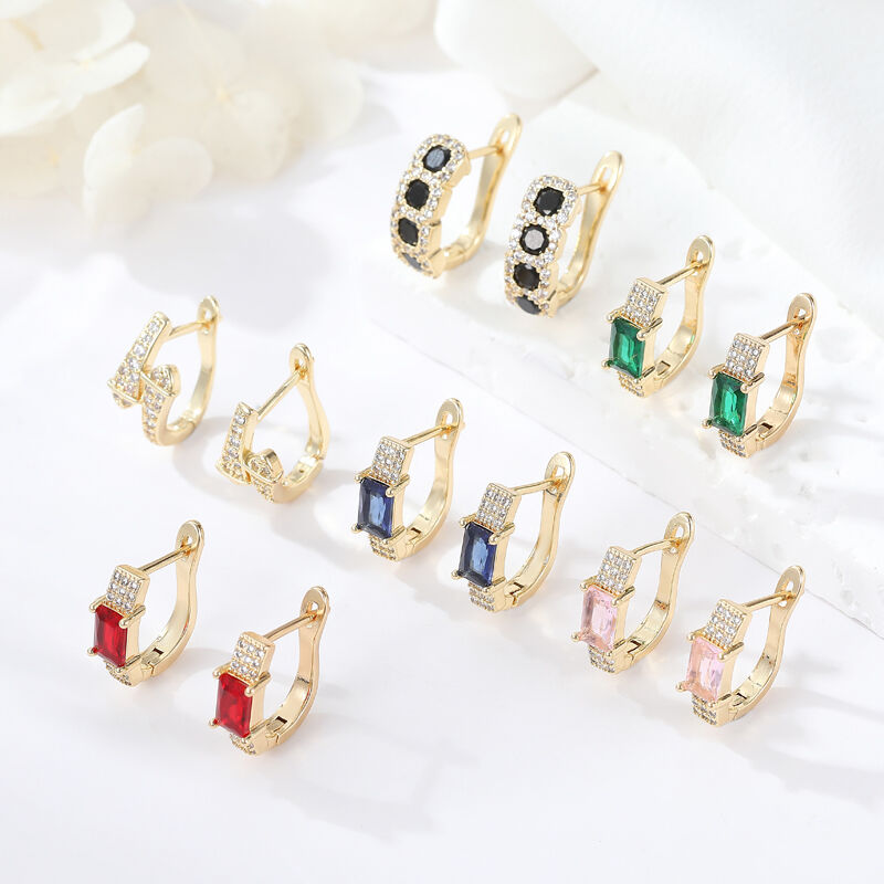 quality 14K Gold Plated Fashion Jewelry Hoop Earing Cubic Zircon Earrings Jewelry Accessories for Women factory