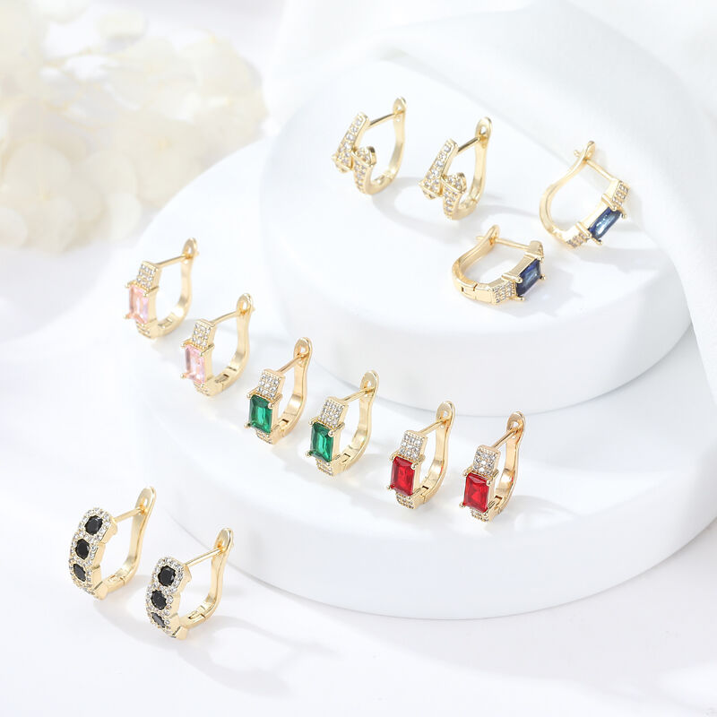 quality 14K Gold Plated Fashion Jewelry Hoop Earing Cubic Zircon Earrings Jewelry Accessories for Women factory