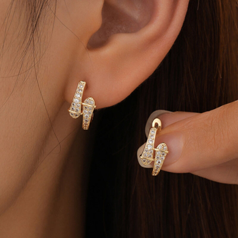 quality 14K Gold Plated Fashion Jewelry Hoop Earing Cubic Zircon Earrings Jewelry Accessories for Women factory