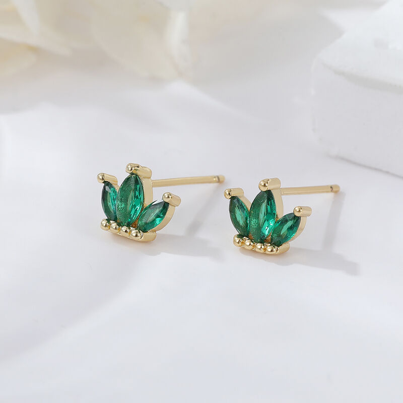 quality Custom 14K Gold Plated Brass Mini Cubic Zirconia Red Heart Stone Diamond Stud Earrings Jewellery Wholesale for Women factory