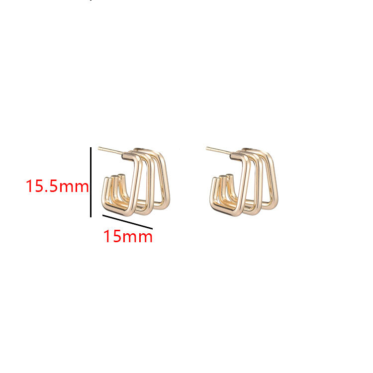 quality Fashion and Minimalist 14K Gold Plated Geometric Multi Layer Women's Earring Hypoallergenic Jewelry Studs Earrings factory
