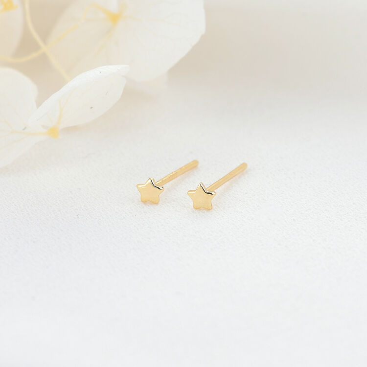 quality Wholesale 14K Gold Plated Brass Fashion Small Stud Earring in Star Butterfly Heart and Moon Shapes Jewelry Earrings factory