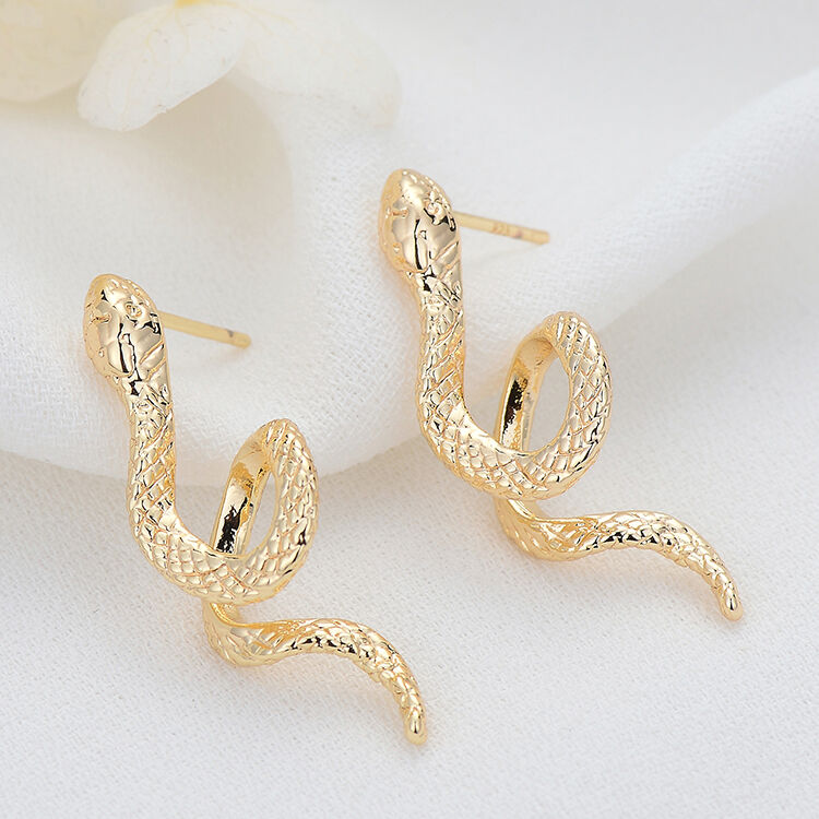 quality Factory Wholesale Brass 14K Gold Plated Snake Studs Earring Fashion Jewelry Earrings factory