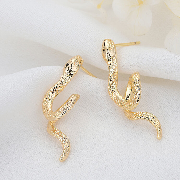 quality Factory Wholesale Brass 14K Gold Plated Snake Studs Earring Fashion Jewelry Earrings factory