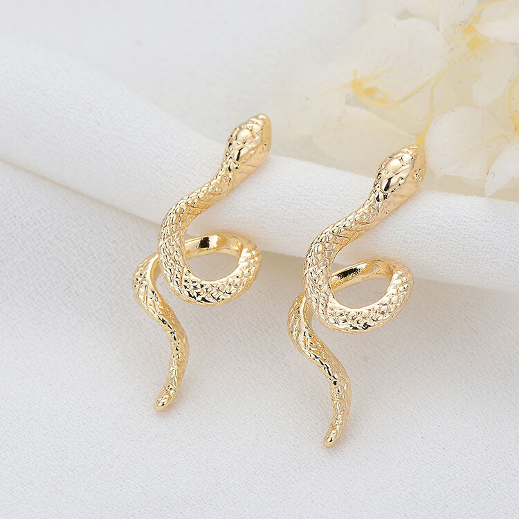 quality Factory Wholesale Brass 14K Gold Plated Snake Studs Earring Fashion Jewelry Earrings factory