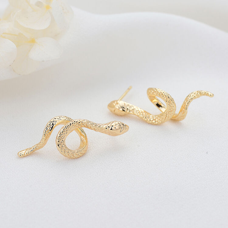 quality Factory Wholesale Brass 14K Gold Plated Snake Studs Earring Fashion Jewelry Earrings factory